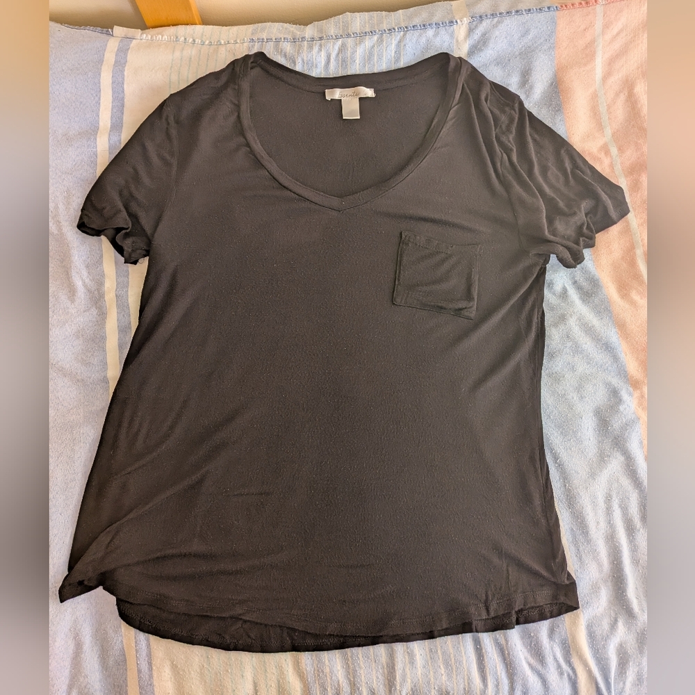 Essentials Charcoal V-Neck Short Sleeve Tee